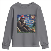 Bigfoot Blowing Dandelion Youth Sweatshirt Sasquatch Van Gogh Starry Night 4th of July