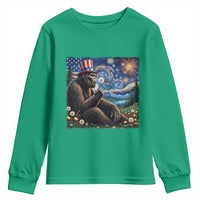 Bigfoot Blowing Dandelion Youth Sweatshirt Sasquatch Van Gogh Starry Night 4th of July