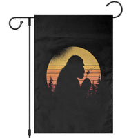 Bigfoot Blowing Dandelion Garden Flag Retro Sunset Forest