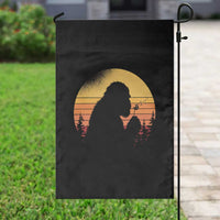 Bigfoot Blowing Dandelion Garden Flag Retro Sunset Forest
