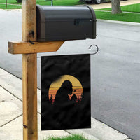 Bigfoot Blowing Dandelion Garden Flag Retro Sunset Forest