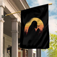 Bigfoot Blowing Dandelion Garden Flag Retro Sunset Forest