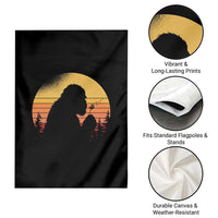 Bigfoot Blowing Dandelion Garden Flag Retro Sunset Forest