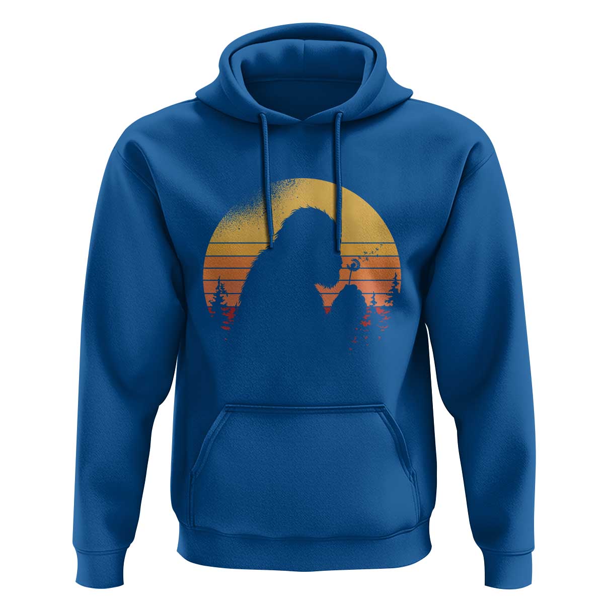 Bigfoot Blowing Dandelion Hoodie Retro Sunset Forest