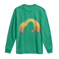 Bigfoot Blowing Dandelion Long Sleeve Shirt Retro Sunset Forest