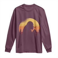 Bigfoot Blowing Dandelion Long Sleeve Shirt Retro Sunset Forest