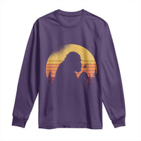 Bigfoot Blowing Dandelion Long Sleeve Shirt Retro Sunset Forest