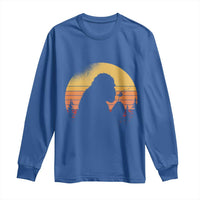 Bigfoot Blowing Dandelion Long Sleeve Shirt Retro Sunset Forest