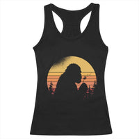 Bigfoot Blowing Dandelion Racerback Tank Top Retro Sunset Forest