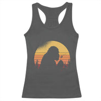 Bigfoot Blowing Dandelion Racerback Tank Top Retro Sunset Forest