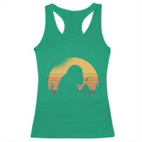 Bigfoot Blowing Dandelion Racerback Tank Top Retro Sunset Forest
