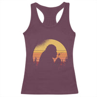 Bigfoot Blowing Dandelion Racerback Tank Top Retro Sunset Forest