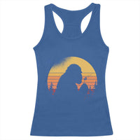 Bigfoot Blowing Dandelion Racerback Tank Top Retro Sunset Forest
