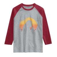 Bigfoot Blowing Dandelion Raglan Shirt Retro Sunset Forest