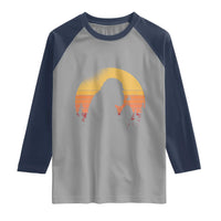 Bigfoot Blowing Dandelion Raglan Shirt Retro Sunset Forest