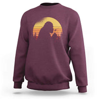 Bigfoot Blowing Dandelion Sweatshirt Retro Sunset Forest