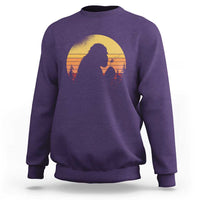 Bigfoot Blowing Dandelion Sweatshirt Retro Sunset Forest