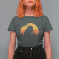 Bigfoot Blowing Dandelion T Shirt For Women Retro Sunset Forest