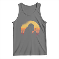 Bigfoot Blowing Dandelion Tank Top Retro Sunset Forest