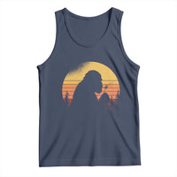 Bigfoot Blowing Dandelion Tank Top Retro Sunset Forest