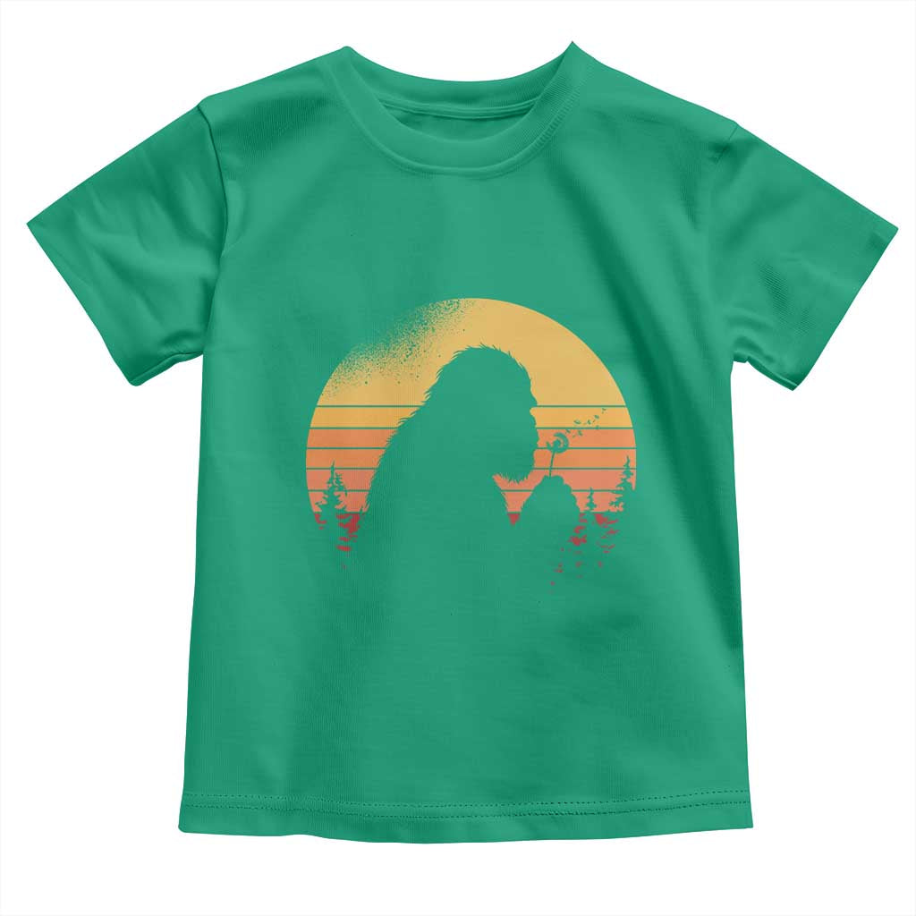 Bigfoot Blowing Dandelion Toddler T Shirt Retro Sunset Forest
