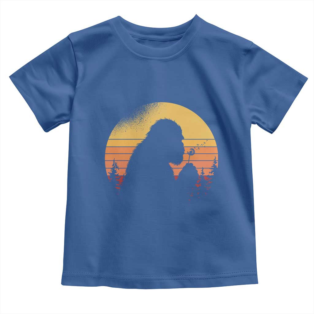 Bigfoot Blowing Dandelion Toddler T Shirt Retro Sunset Forest
