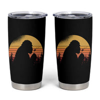 Bigfoot Blowing Dandelion Tumbler Cup Retro Sunset Forest