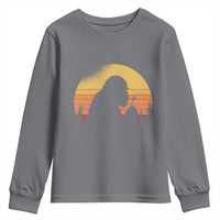 Bigfoot Blowing Dandelion Youth Sweatshirt Retro Sunset Forest