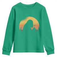 Bigfoot Blowing Dandelion Youth Sweatshirt Retro Sunset Forest