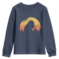 Bigfoot Blowing Dandelion Youth Sweatshirt Retro Sunset Forest