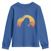 Bigfoot Blowing Dandelion Youth Sweatshirt Retro Sunset Forest