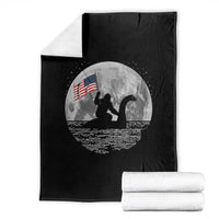 Bigfoot Loch Ness Monster 4th of July Throw Blanket Funny Cryptid Moon Night