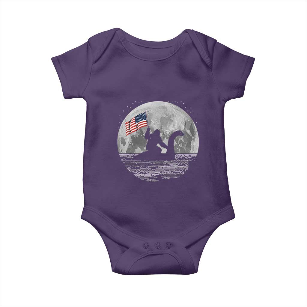 Bigfoot Loch Ness Monster 4th of July Baby Onesie Funny Cryptid Moon Night