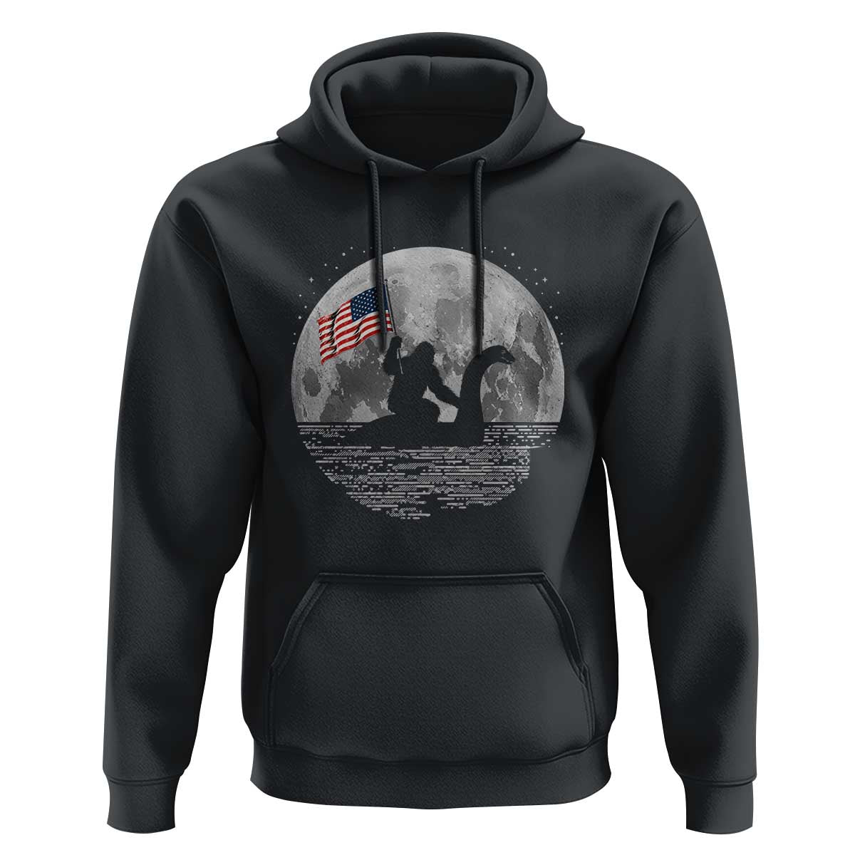 Bigfoot Loch Ness Monster 4th of July Hoodie Funny Cryptid Moon Night