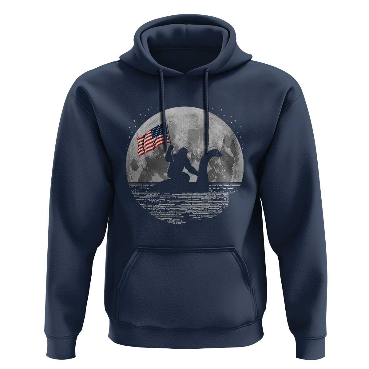 Bigfoot Loch Ness Monster 4th of July Hoodie Funny Cryptid Moon Night