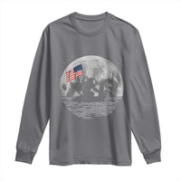 Bigfoot Loch Ness Monster 4th of July Long Sleeve Shirt Funny Cryptid Moon Night