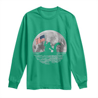 Bigfoot Loch Ness Monster 4th of July Long Sleeve Shirt Funny Cryptid Moon Night