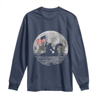 Bigfoot Loch Ness Monster 4th of July Long Sleeve Shirt Funny Cryptid Moon Night