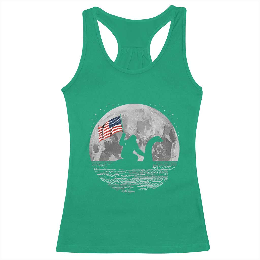 Bigfoot Loch Ness Monster 4th of July Racerback Tank Top Funny Cryptid Moon Night