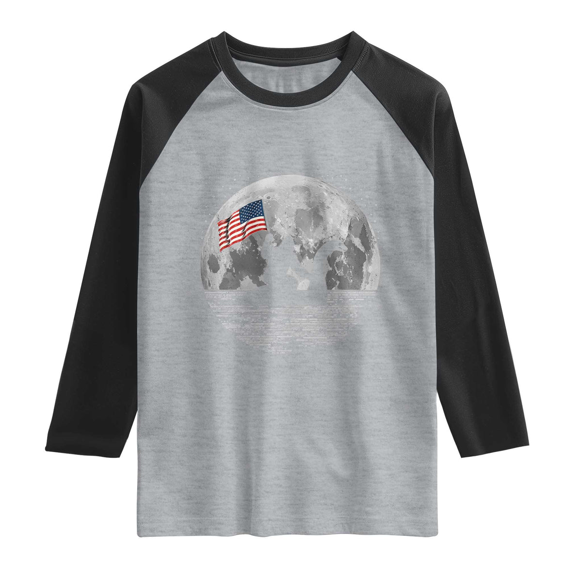 Bigfoot Loch Ness Monster 4th of July Raglan Shirt Funny Cryptid Moon Night