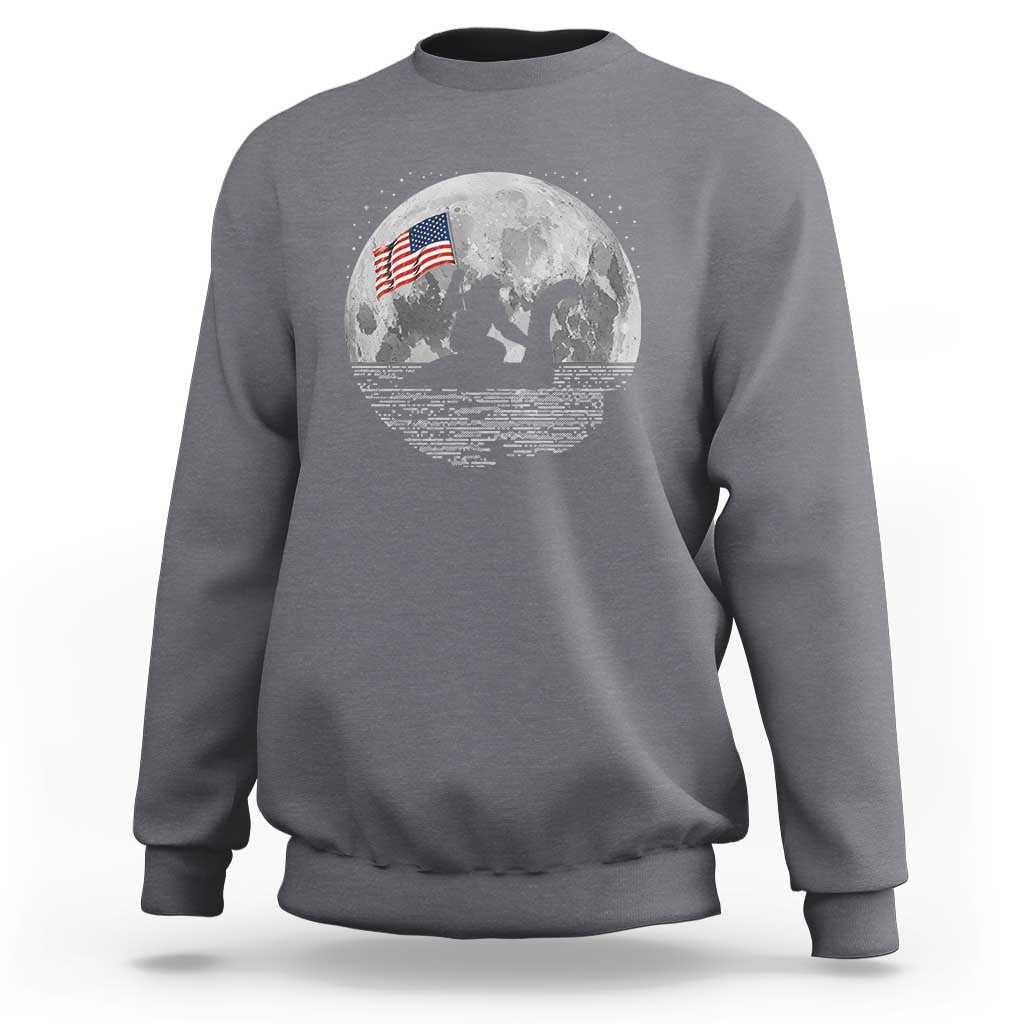 Bigfoot Loch Ness Monster 4th of July Sweatshirt Funny Cryptid Moon Night