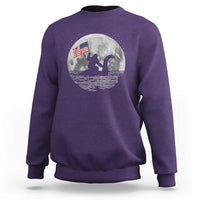 Bigfoot Loch Ness Monster 4th of July Sweatshirt Funny Cryptid Moon Night