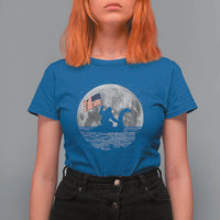 Bigfoot Loch Ness Monster 4th of July T Shirt For Women Funny Cryptid Moon Night