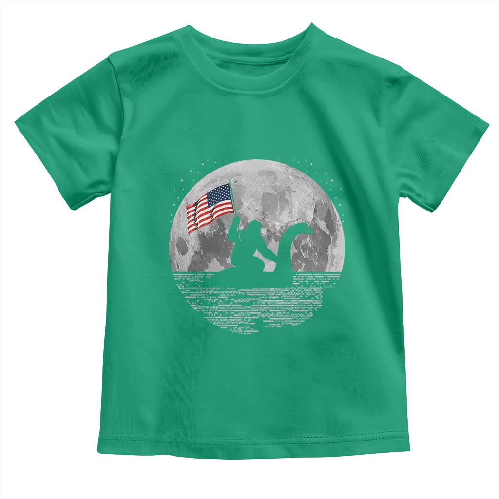 Bigfoot Loch Ness Monster 4th of July Toddler T Shirt Funny Cryptid Moon Night
