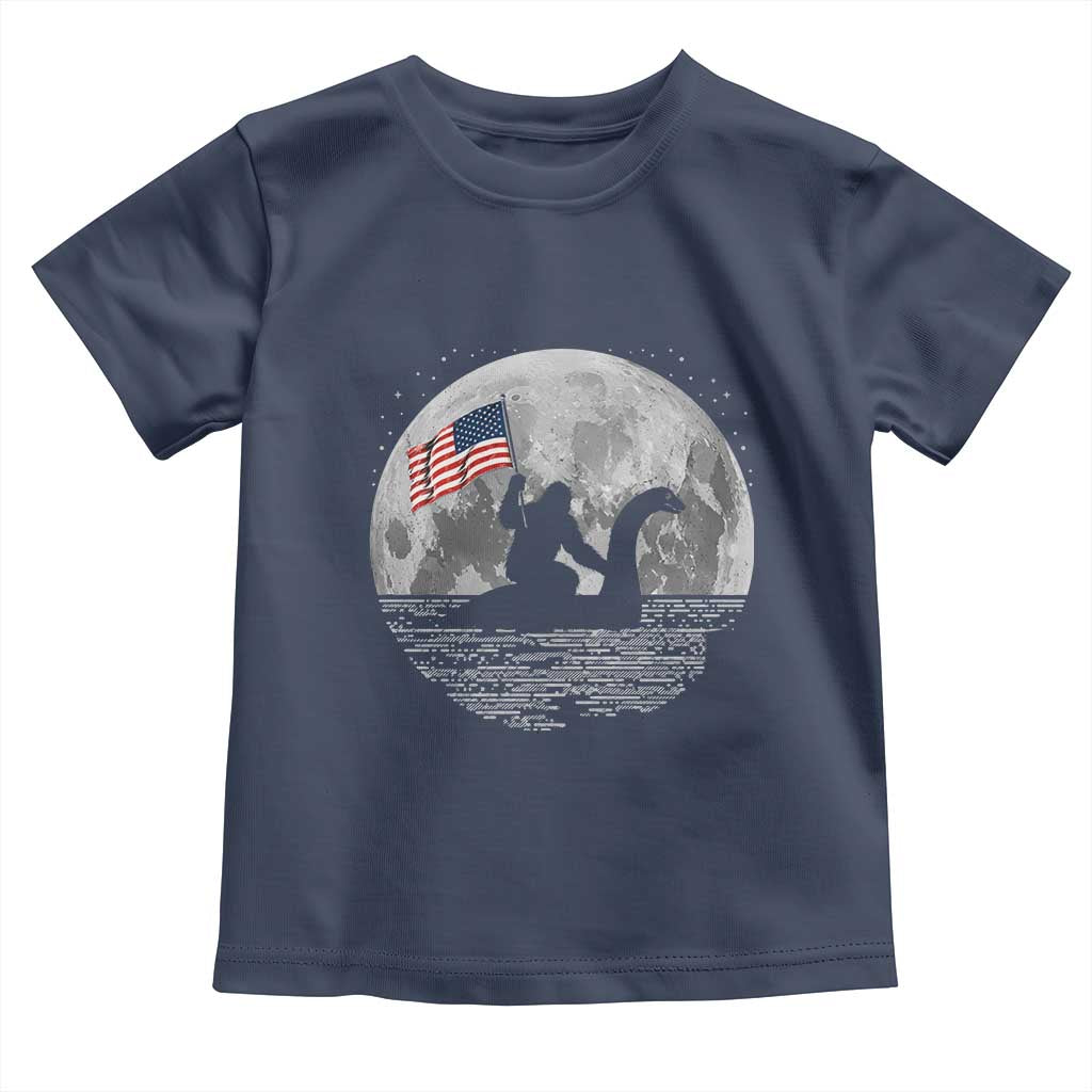 Bigfoot Loch Ness Monster 4th of July Toddler T Shirt Funny Cryptid Moon Night
