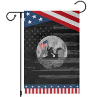 Bigfoot Loch Ness Monster 4th of July Patriotic Garden Flag Funny Cryptid Moon Night
