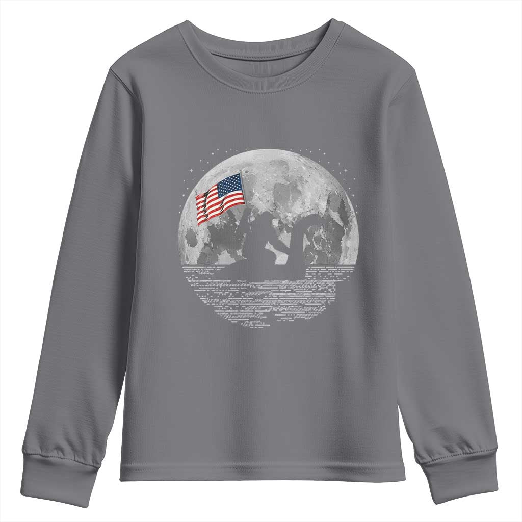Bigfoot Loch Ness Monster 4th of July Youth Sweatshirt Funny Cryptid Moon Night