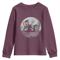 Bigfoot Loch Ness Monster 4th of July Youth Sweatshirt Funny Cryptid Moon Night