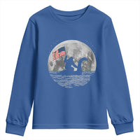 Bigfoot Loch Ness Monster 4th of July Youth Sweatshirt Funny Cryptid Moon Night