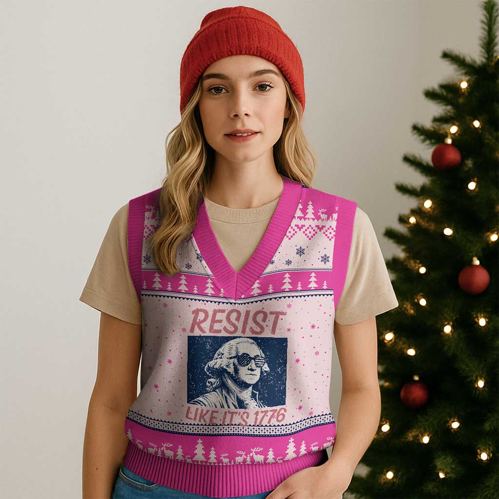 Resist Like its 1776 V-Neck Knit Sweater Vest America 4th of July 250 Years Freedom